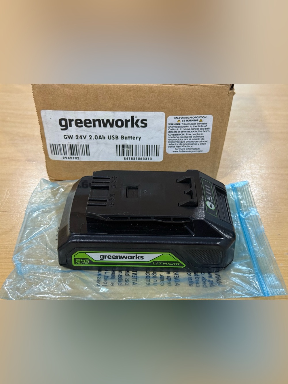 24V 2.0Ah Lithium-Ion Battery Genuine Greenworks Battery / 125+ Compatible Tools